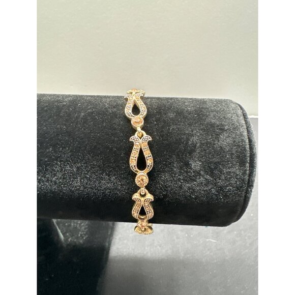 Vintage Monet Gold Tone Link Bracelet With Rhinestones - Picture 1 of 5